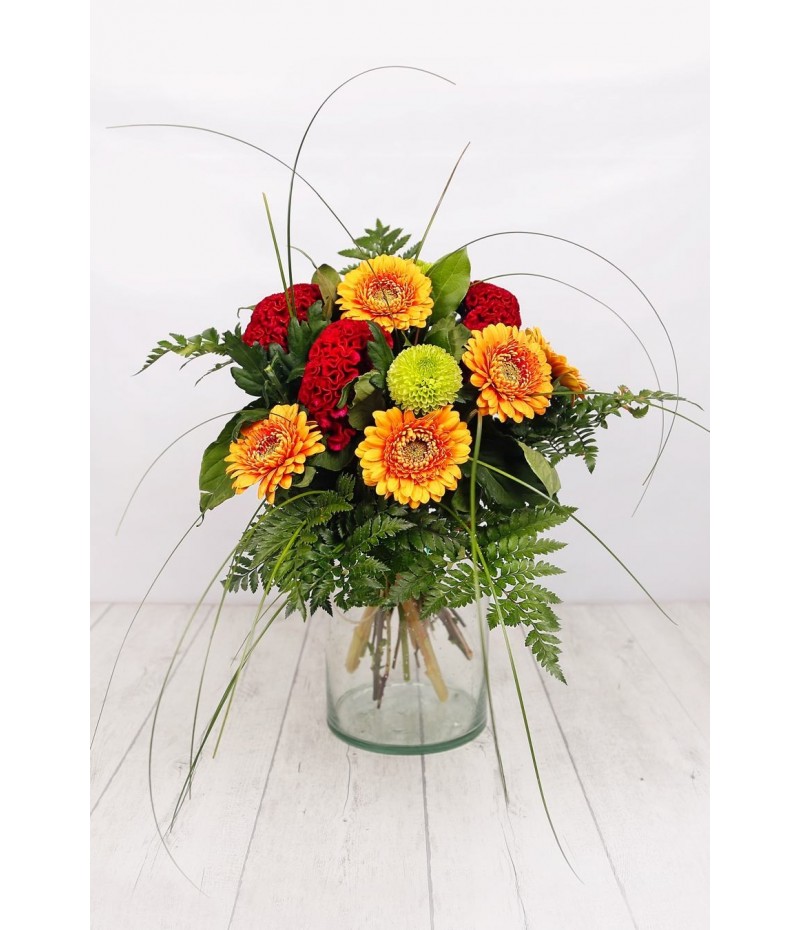(R104) Bouquet of mixed reds and oranges